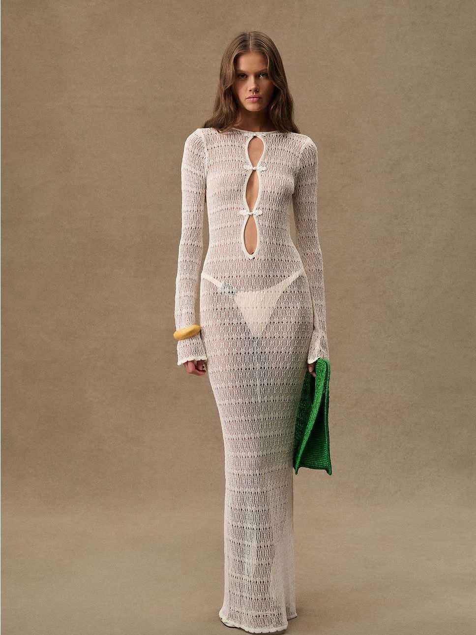 Same Keyhole Crochet Dress - Cream